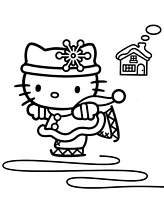 coloriage hello kitty fait du patin a glace